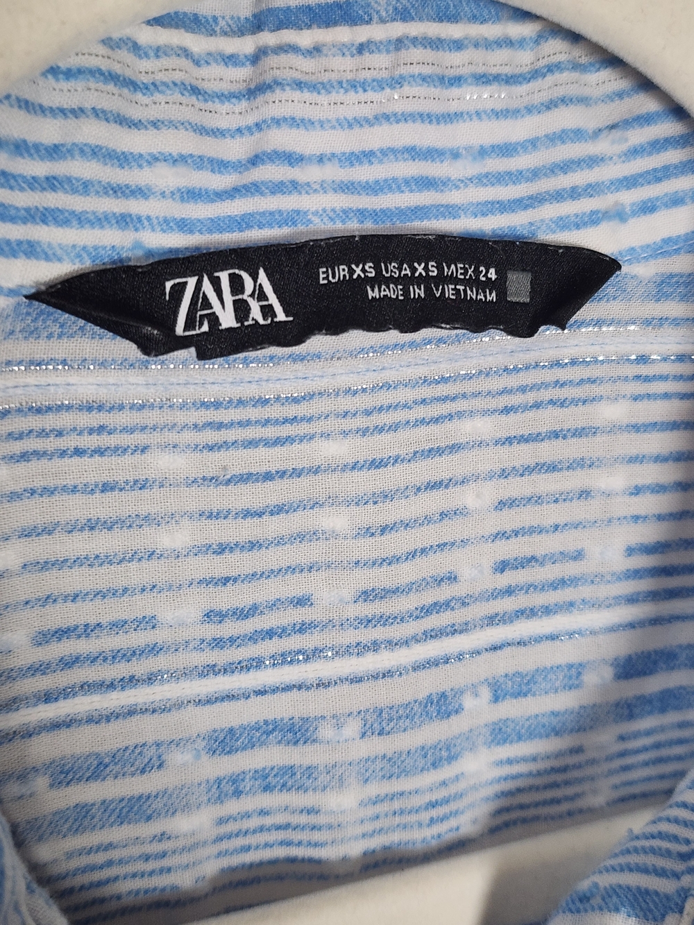 Oversized Button Up Zara Light Blue and White Striped Button Down Shirt - Picture 8 of 11